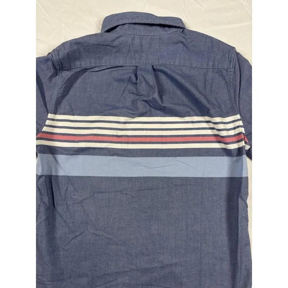Vineyard Vines Striped Short Sleeve Button Down Shirt‎ Whale Logo Blue Coral XS